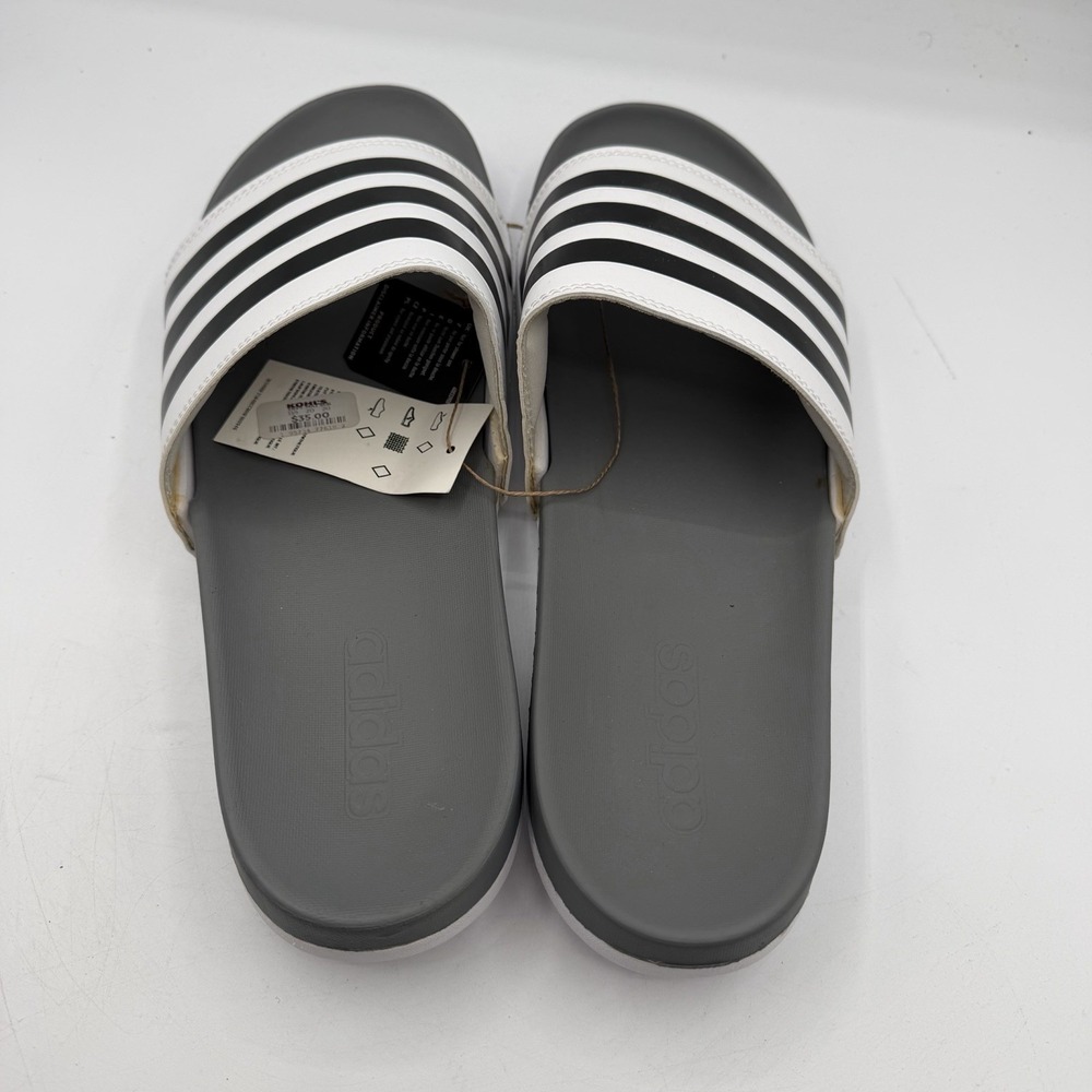 Adidas Adilette Comfort Slide Mens 14 Womens 15 White Grey Beach Sandals GZ5895 - Picture 7 of 8
